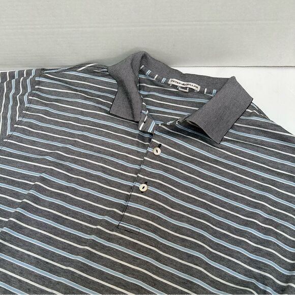Peter Millar Blue and White Striped Polo Shirt - Picture 1 of 4